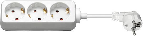 Goobay 51293 Steckdosenleiste mit 45° Steckplätzen, 3500 W, 3er Mehrfachsteckdose, 3 fach Steckdose, 1.5 m Kabel, Weiß