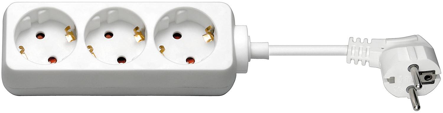 Goobay 51293 Steckdosenleiste mit 45° Steckplätzen, 3500 W, 3er Mehrfachsteckdose, 3 fach Steckdose, 1.5 m Kabel, Weiß-0