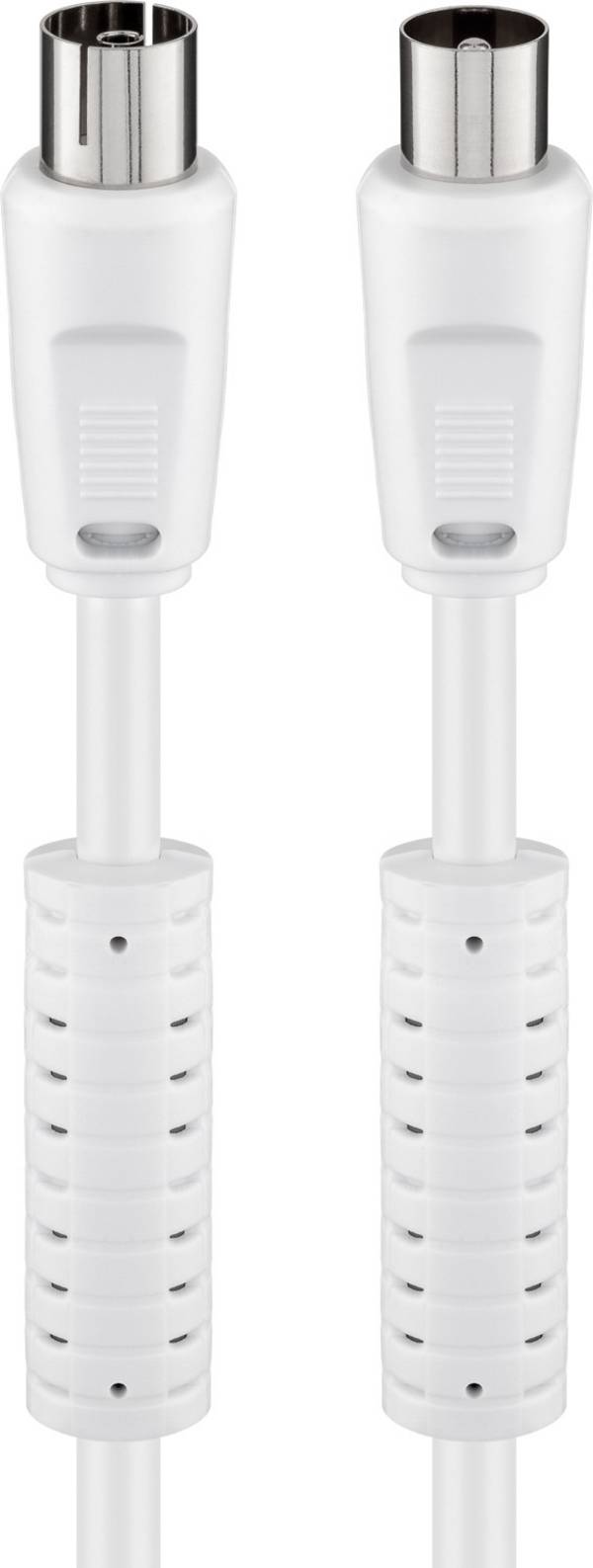 Goobay 50725 Antennenkabel Koax Stecker auf Koax Buchse / SAT Kabel 80 dB Koaxialkabel Satellitenkabel / Weiß / 5m