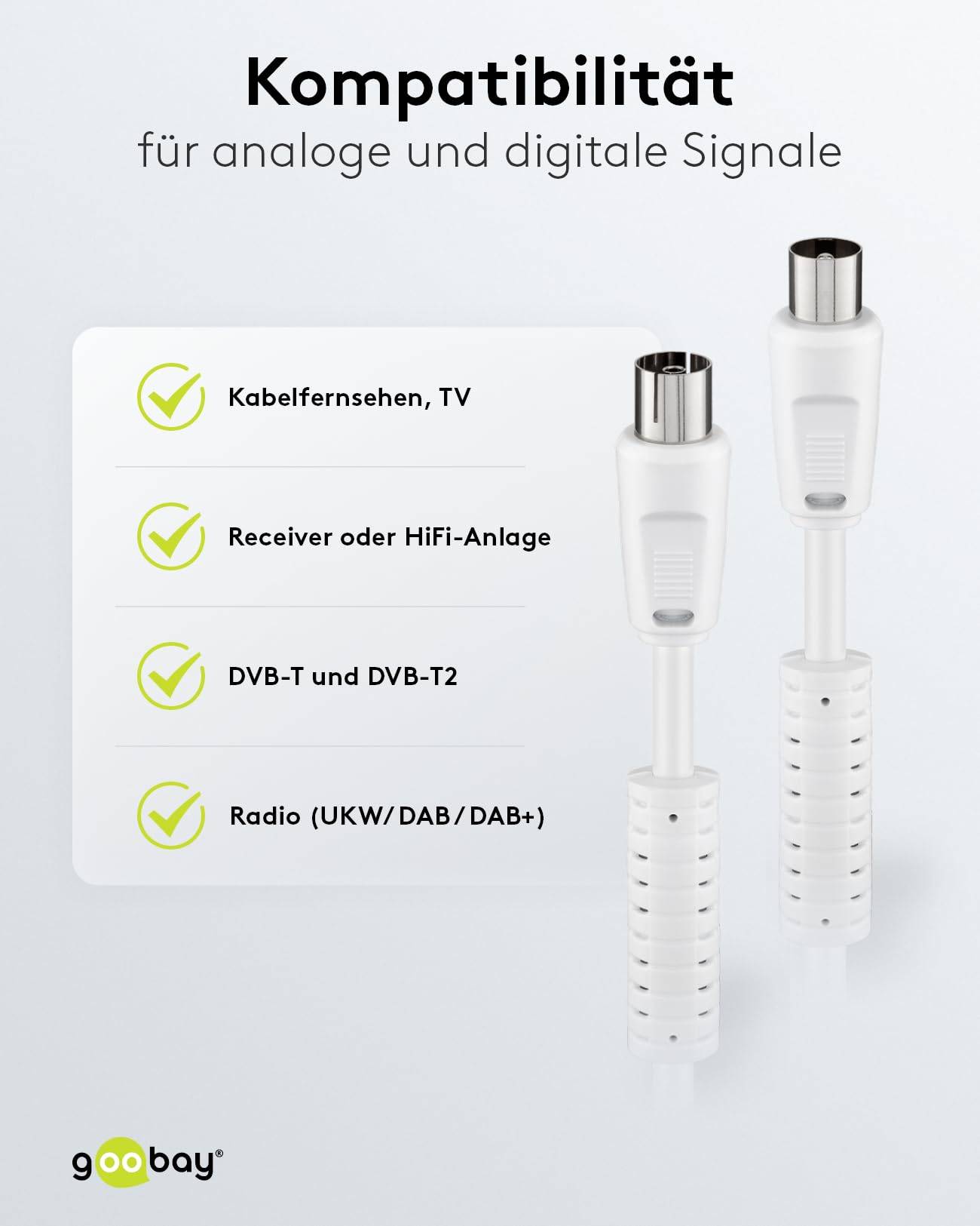 Goobay 50722 Antennenkabel Koax Stecker auf Koax Buchse / SAT Kabel 80 dB Koaxialkabel Satellitenkabel / Weiß / 10m-3