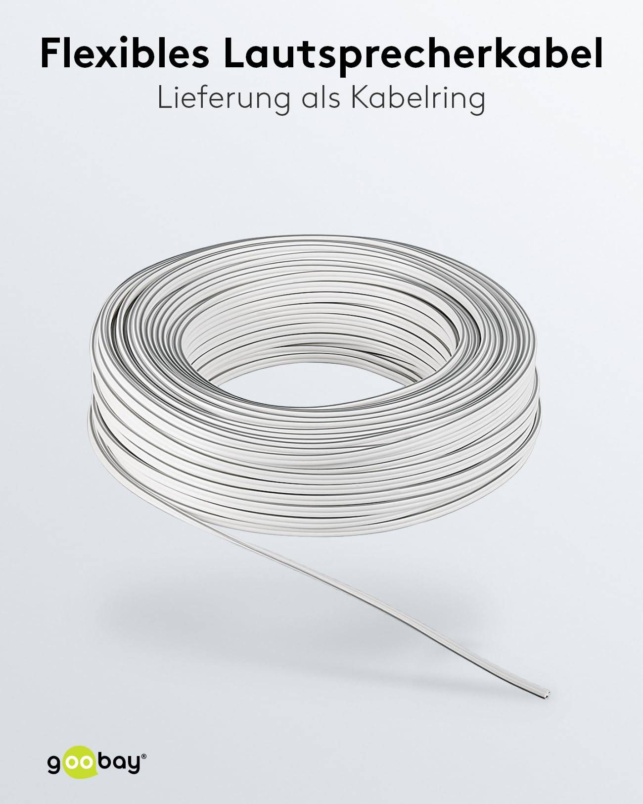 Goobay 67750 Lautsprecherkabel 2x 2,5mm² CCA Litze / Audiokabel Boxenkabel Litzenkabel / Subwoofer Kabel / Weiß / 10m-4