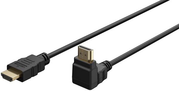 Goobay 61297 90° HDMI High Speed Kabel Ethernet / UHD 4K @ 60Hz Monitorkabel 18 Gbits / Anschlusskabel / Schwarz / 3m
