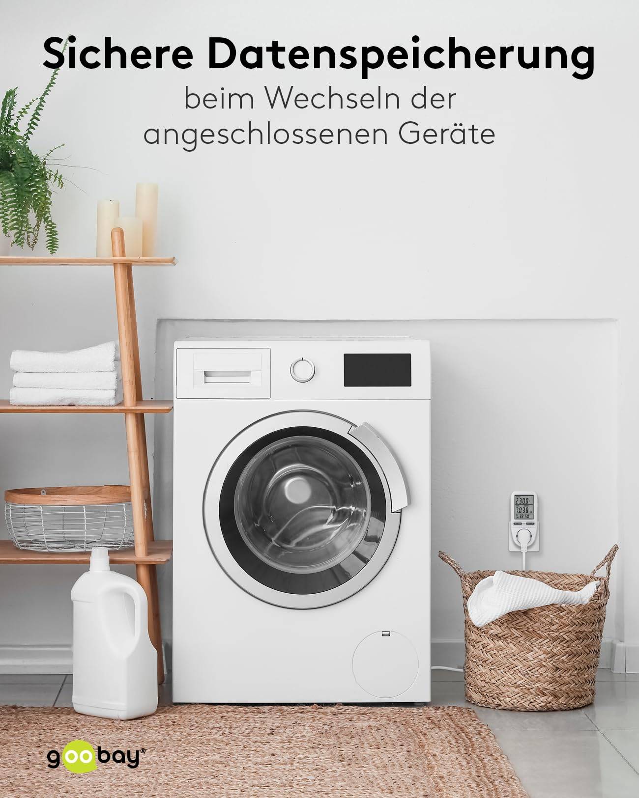 Goobay 64590 Digitales Energiekostenmessgerät Pro / Steckdose Stromzähler 3680W 16A 230V / Strommessgerät / LC Display-5
