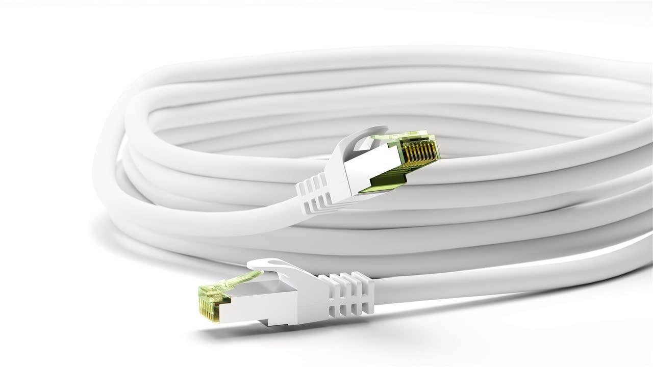 Goobay 61109 RJ45 Patchkabel mit CAT 8.1 S/FTP Rohkabel halogenfrei 2.000 MHz Netzwerkkabel LAN Internetkabel Weiß 10m-3