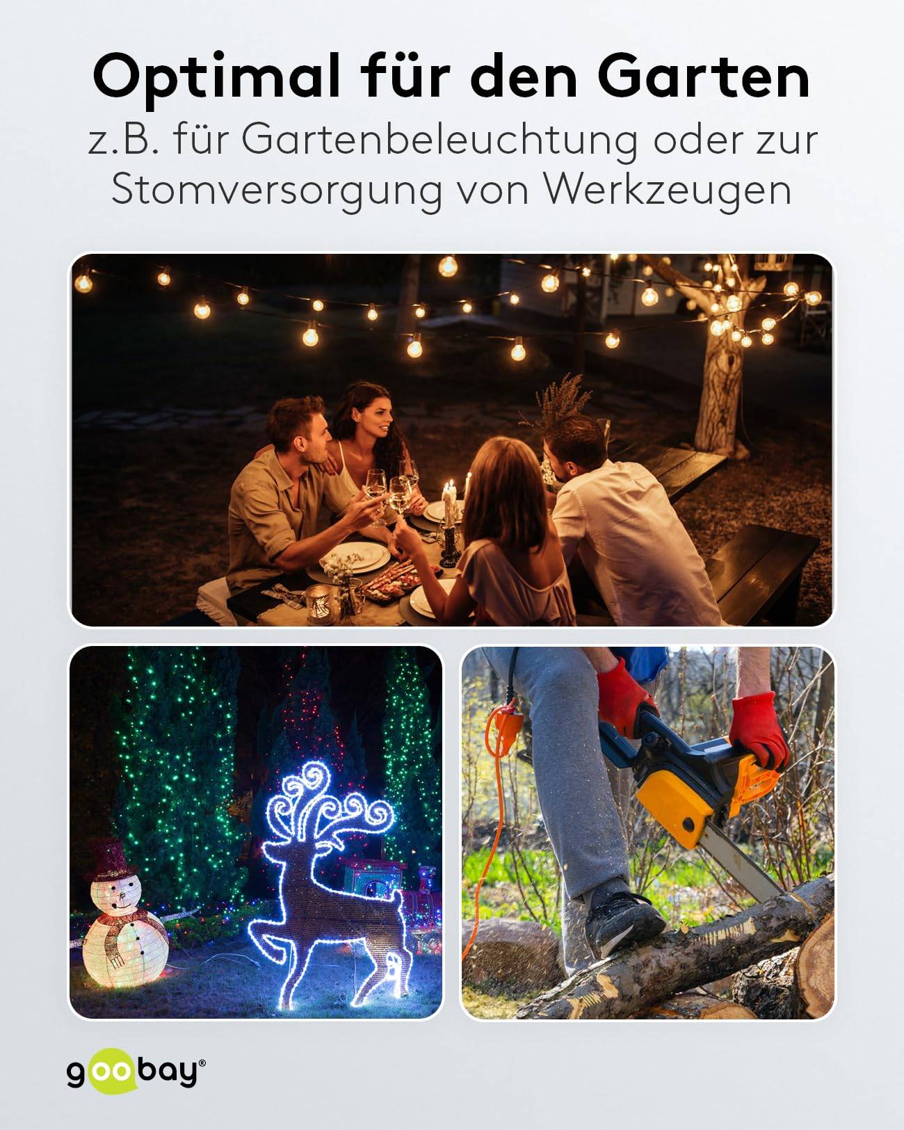 Goobay 45194 5fach Steckdosenleiste mit Schalter Garten Steckdosen IP44 Außen Mehrfachsteckdose Gartensteckdose 3m Kabel-4