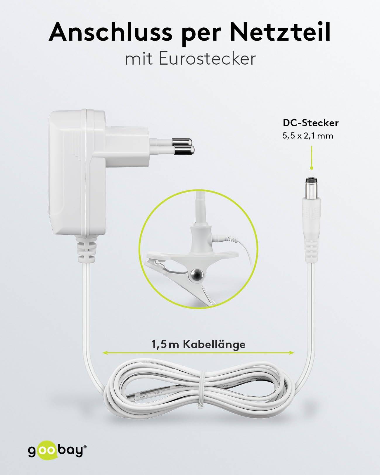 Goobay 60359 LED Lupenleuchte Standfuß & Tischklemme Ø 100mm Echtglas Linse 3 Dioptrien Lupe mit Licht Tischlupe Weiß-3
