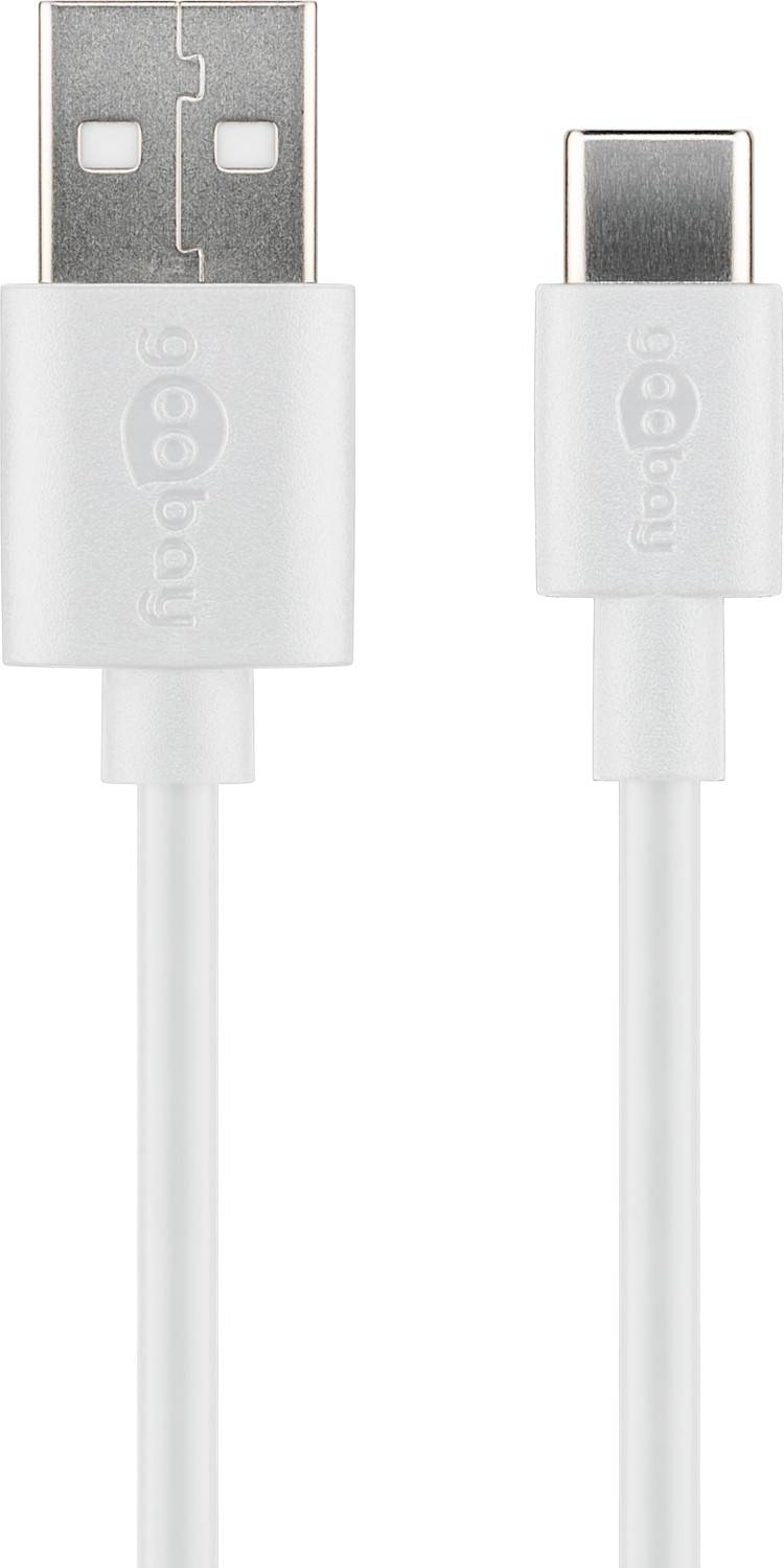 Goobay 59126 USB C auf USB A 2.0 Ladekabel / High Speed 15W 3A 5V Handy Kabel / 480 Mbits Adapterkabel / Weiß / 0,5 m-0
