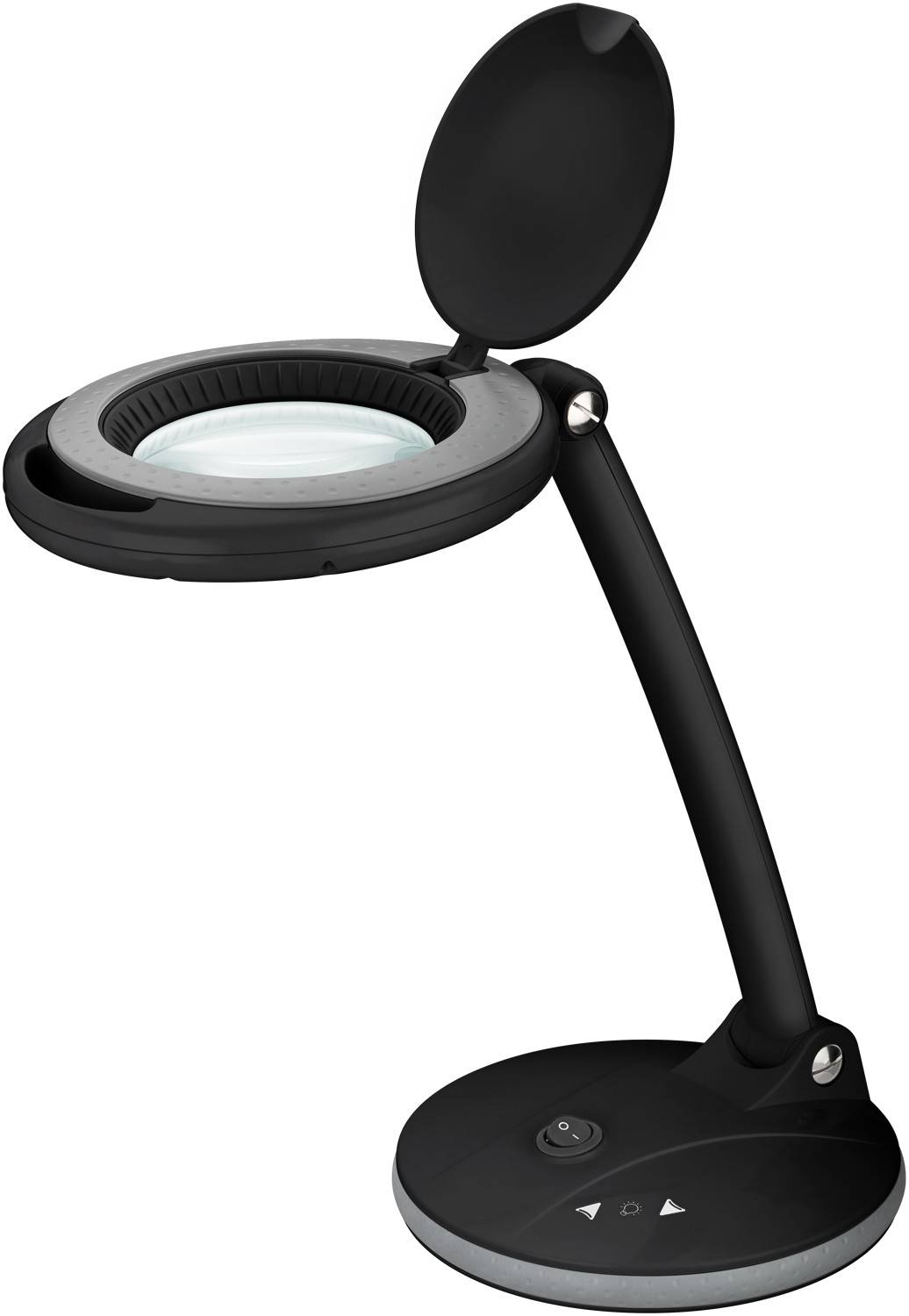 Goobay 65576 LED Lupenleuchte mit Standfuß Ø 100mm Echtglas Linse 3 Dioptrien Lupe mit Licht dimmbar Lupenlampe Schwarz-0