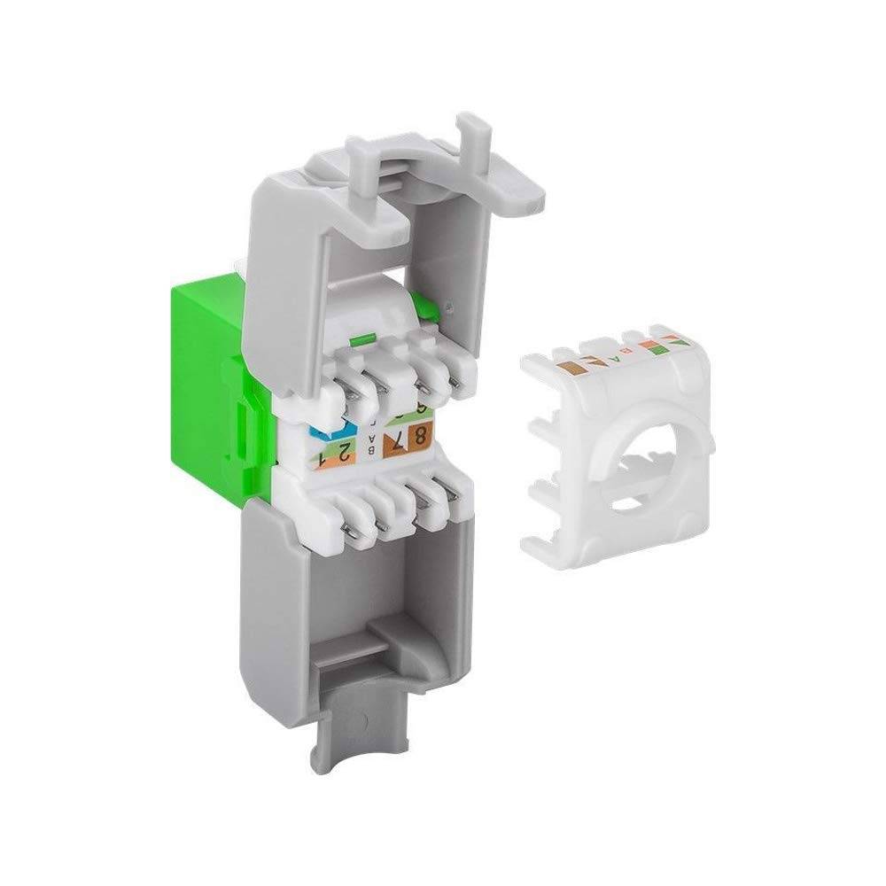Goobay 90687 Keystone Modul RJ45 Buchse / CAT 6A Netzwerkstecker 500 MHz / UTP Ethernet Buchse 8P8C / LSA Montage / Grün-3