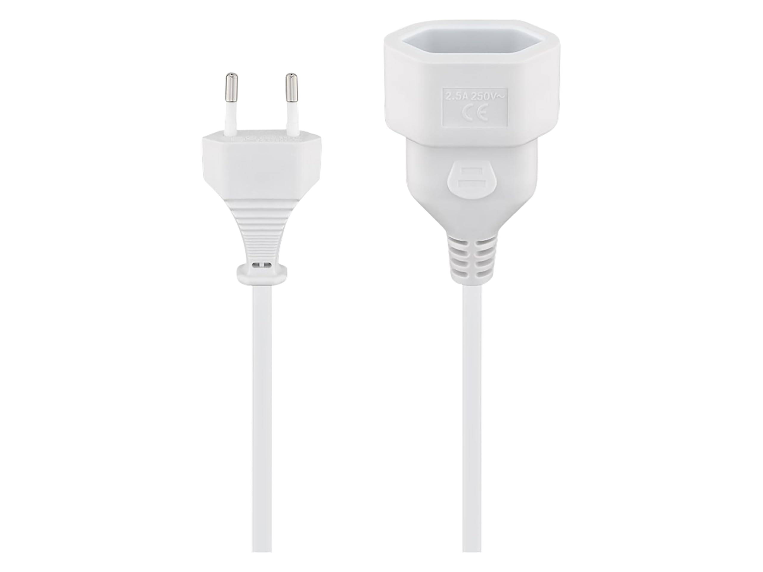 Goobay 50507 Euro Netzkabel Verlängerung 2 polig Stromkabel Eurostecker Typ C Eurokabel Verlängerungskabel Weiß 3m-1