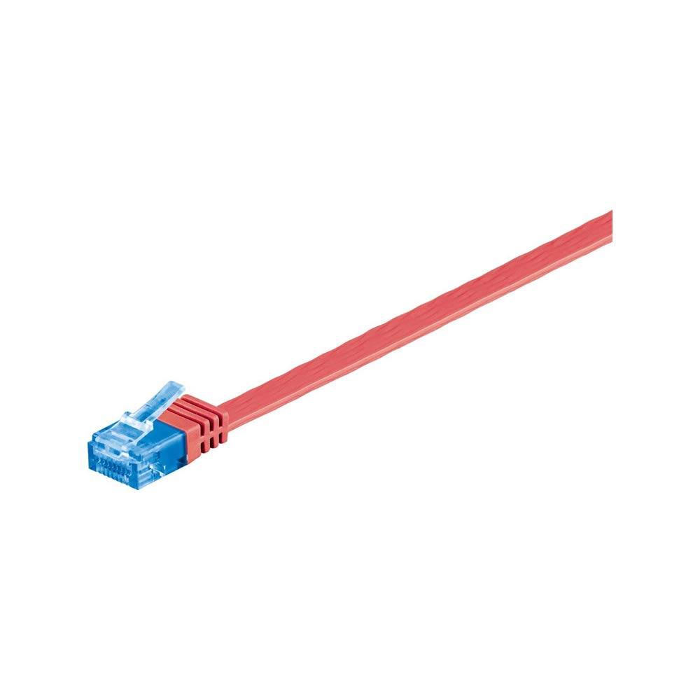 Goobay 96300 CAT 6A Flachkabel Netzwerkkabel RJ45 Stecker 500 MHz Kupfer Patchkabel Ethernet LAN Kabel U/UTP Rot 0,5m-4