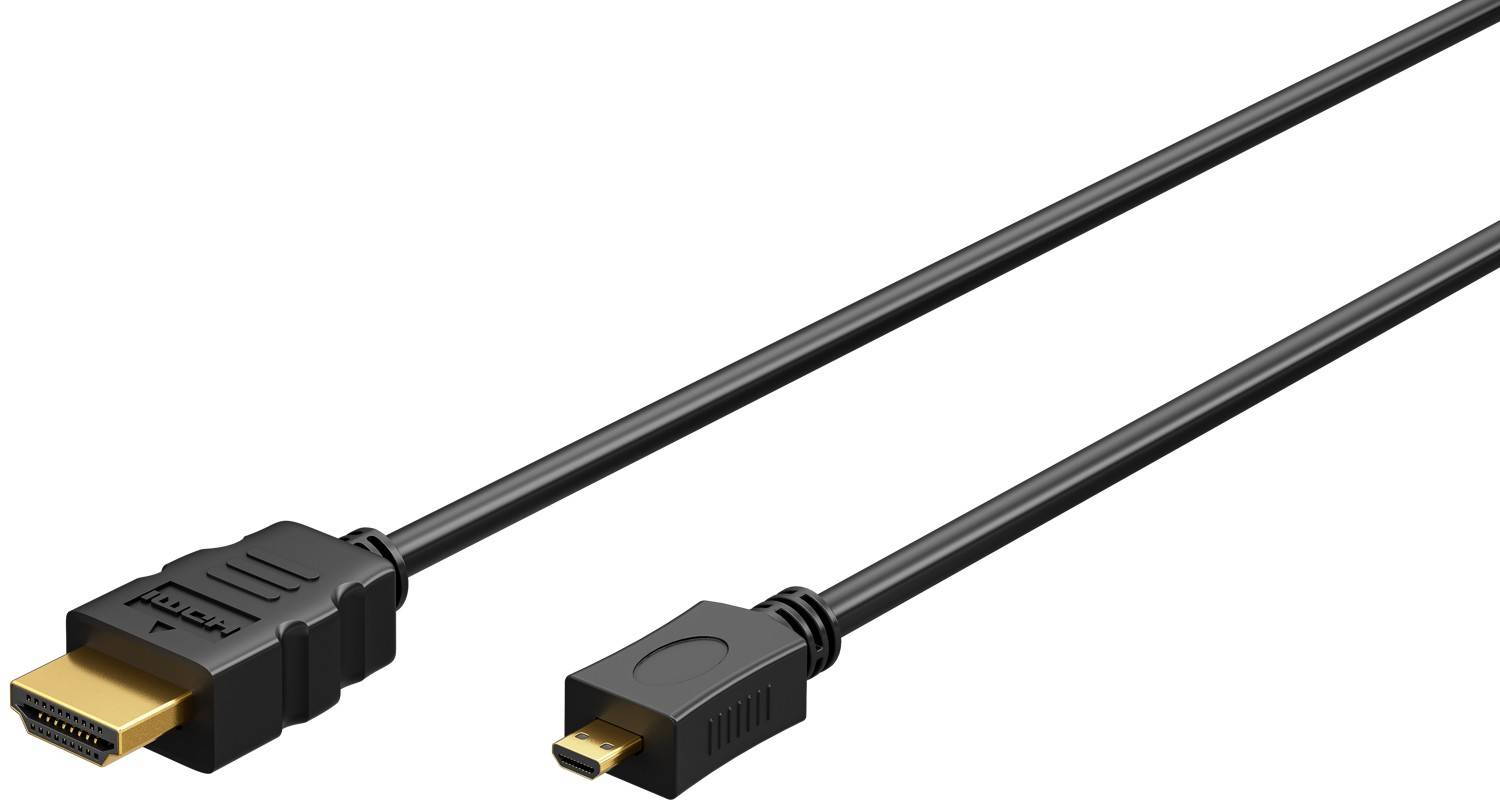 Goobay 53780 HDMI High Speed Kabel Ethernet UHD 4K @ 60 Hz geschirmtes Micro HDMI Adapterkabel Monitorkabel Schwarz 0.5m-0