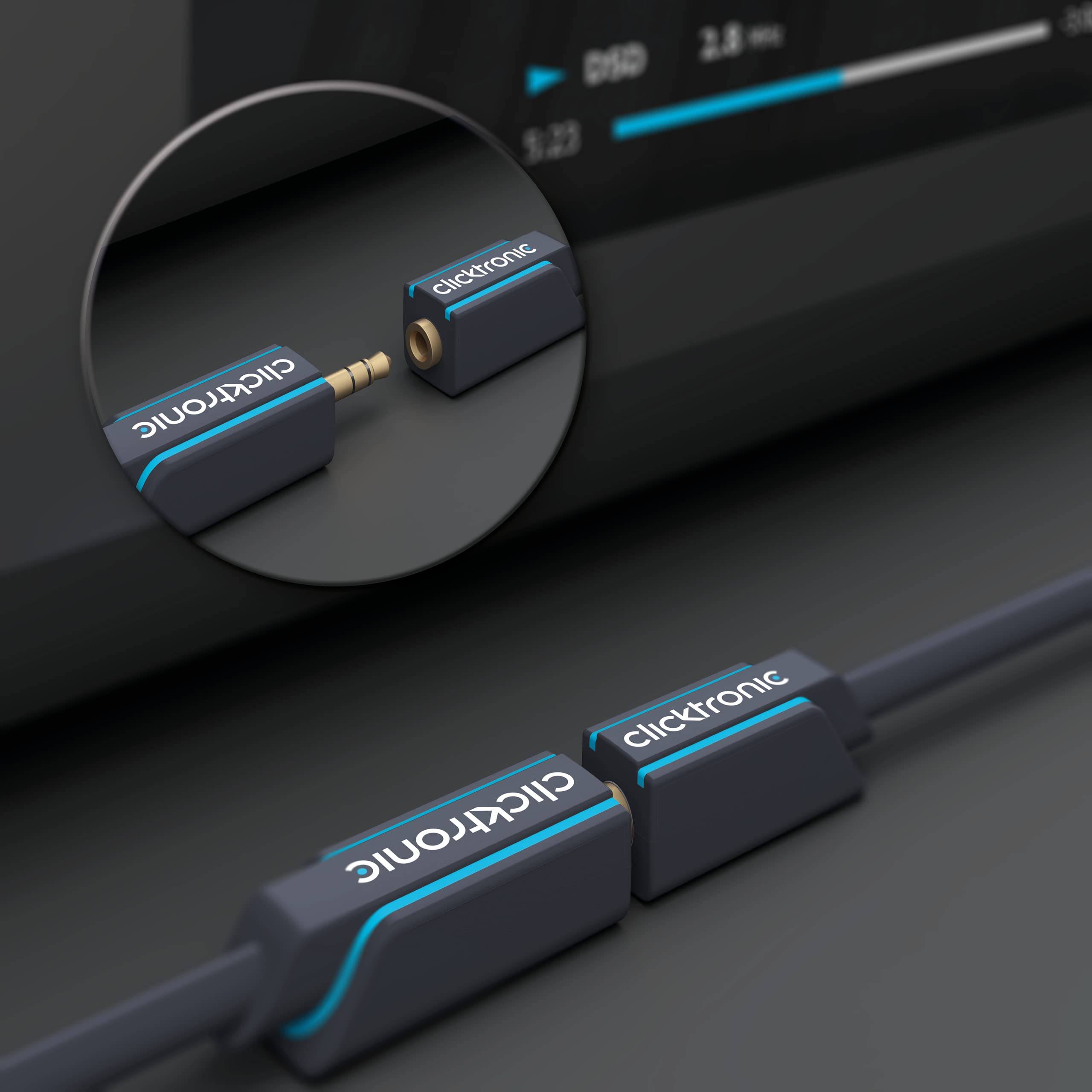 Clicktronic 70489 AUX Verlängerungskabel Stereo 3,5 mm Klinkenstecker Klinke Verlängerung Audiokabel Klinkenkabel 5m-1