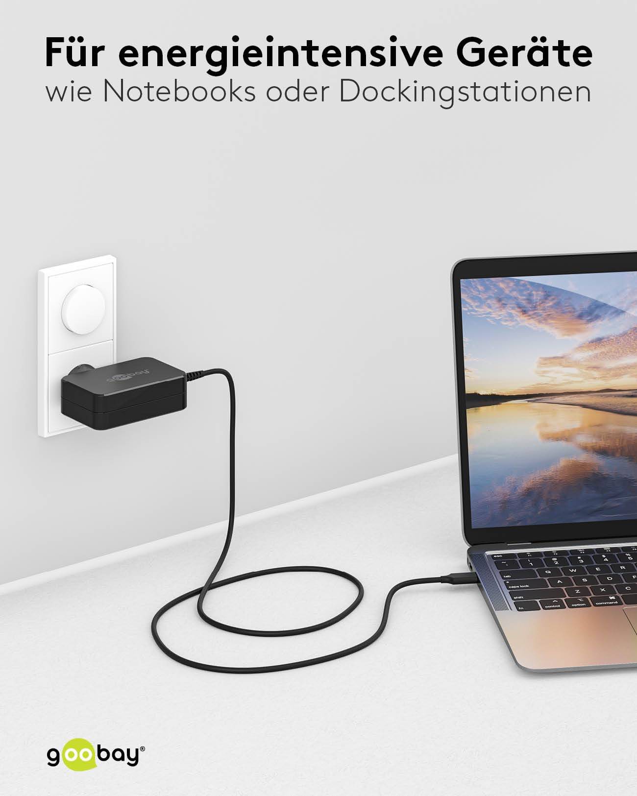 Goobay 65419 USB C Laptop Ladegerät 65W Universal Ladekabel max 20V / 3,25A Netzadapter Netzteil Steckernetzteil Schwarz-5