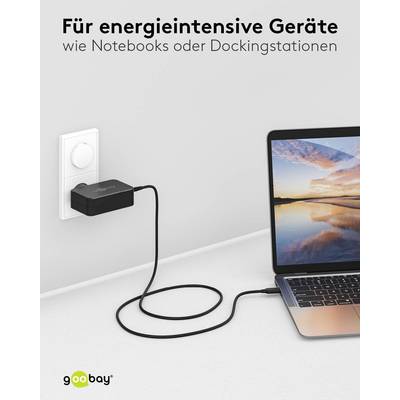 Goobay 65419 USB C Laptop Ladegerät 65W Universal Ladekabel max 20V / 3,25A Netzadapter Netzteil Steckernetzteil Schwarz-5