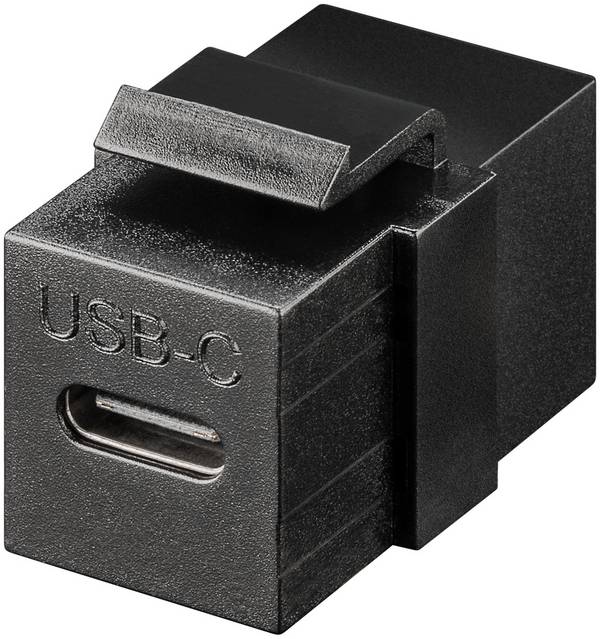Goobay 61261 Keystone Modul USB C Kupplung 100W / 2x USB-C 3.2 Gen 2 Buchse / 10 Gbits USB Kabel Verlängerung / Schwarz