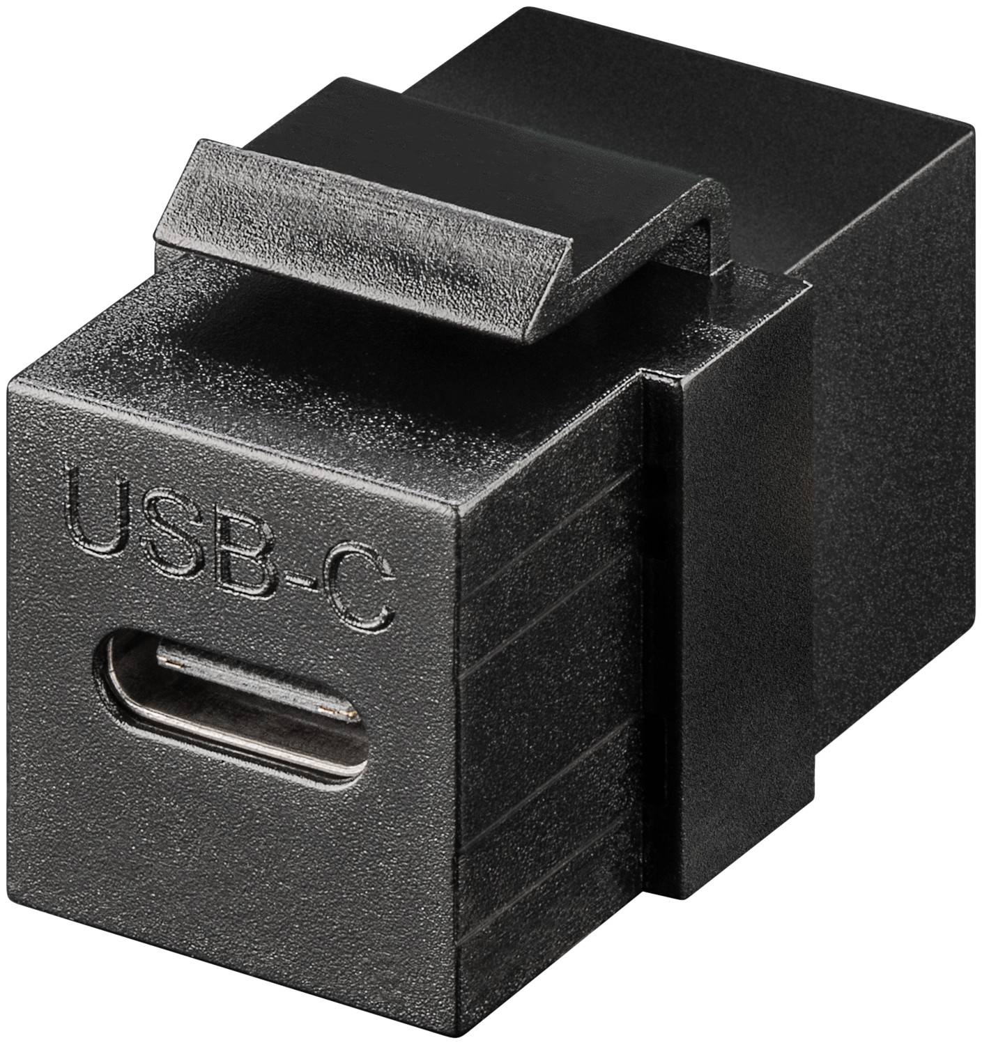 Goobay 61261 Keystone Modul USB C Kupplung 100W / 2x USB-C 3.2 Gen 2 Buchse / 10 Gbits USB Kabel Verlängerung / Schwarz-0