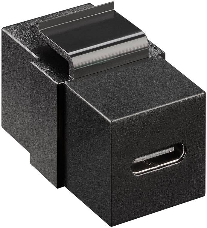 Goobay 61261 Keystone Modul USB C Kupplung 100W / 2x USB-C 3.2 Gen 2 Buchse / 10 Gbits USB Kabel Verlängerung / Schwarz-2