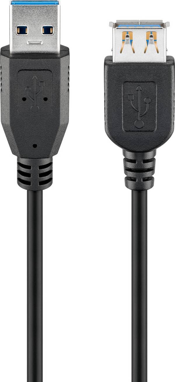 Goobay 93999 USB A auf USB A 3.0 Verlängerungskabel / Handy Ladekabel OTG verlängern / Datenkabel 5 Gbits / Schwarz / 3m