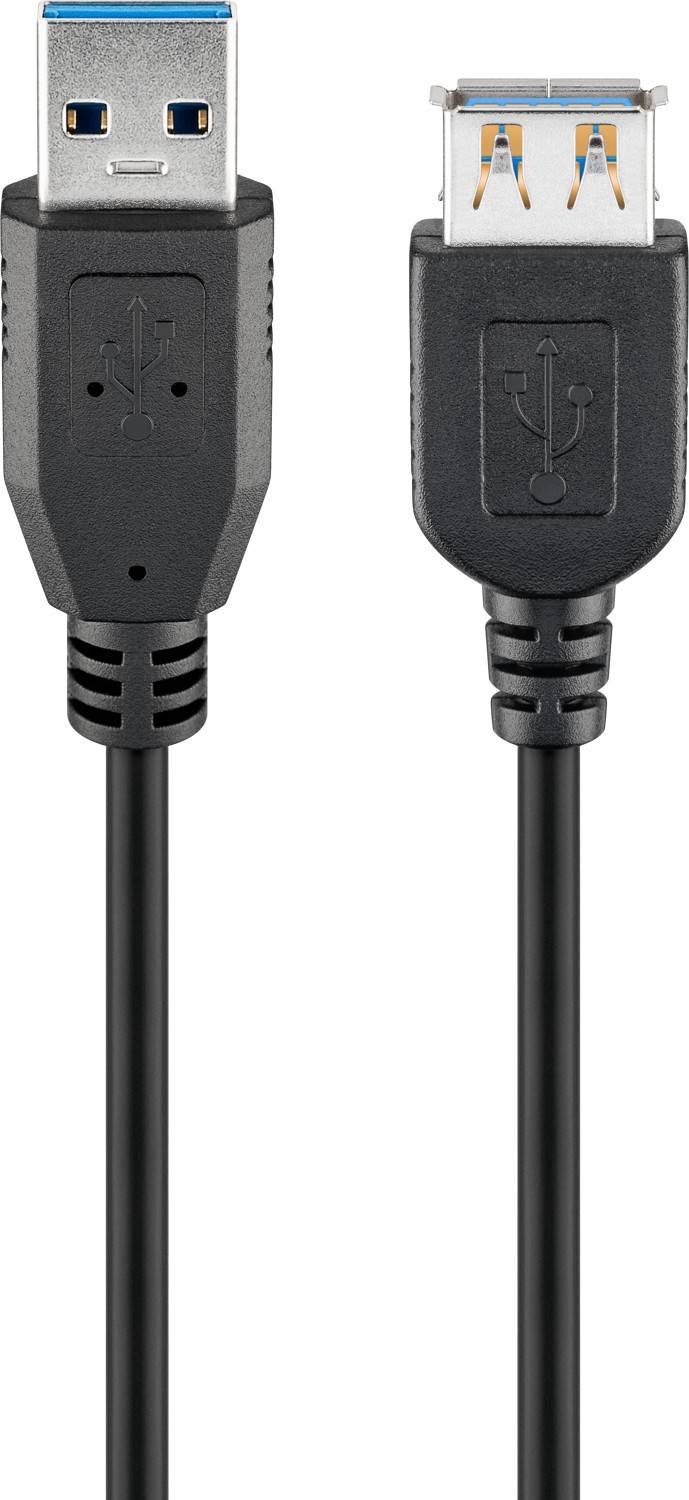 Goobay 93999 USB A auf USB A 3.0 Verlängerungskabel / Handy Ladekabel OTG verlängern / Datenkabel 5 Gbits / Schwarz / 3m-0