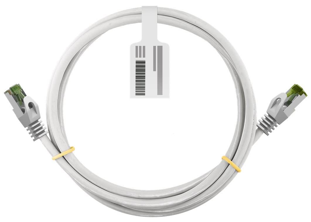 Goobay 61109 RJ45 Patchkabel mit CAT 8.1 S/FTP Rohkabel halogenfrei 2.000 MHz Netzwerkkabel LAN Internetkabel Weiß 10m-4