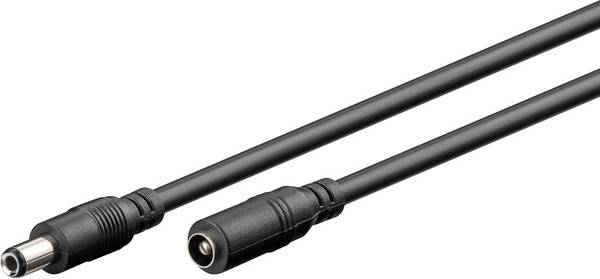 Goobay 71402 DC Netzkabel Verlängerungskabel 12V Netzteil DC-Stecker auf DC-Buchse 5,50 x 2,50 mm Stromkabel Schwarz 10m