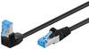 Goobay 51555 CAT6A Netzwerkkabel SFTP / RJ45 Stecker 90 Grad gewinkelt / Kupfer Ethernet Kabel halogenfrei Schwarz 0,25m