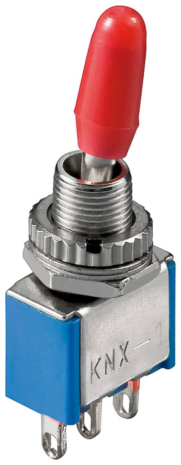 Goobay 10020 Mini Kippschalter 250 V/AC 3 A, Gehäuse blau, Schalter 1x EIN/EIN rastend 3 Pin Lötösen Modellbau & DIY