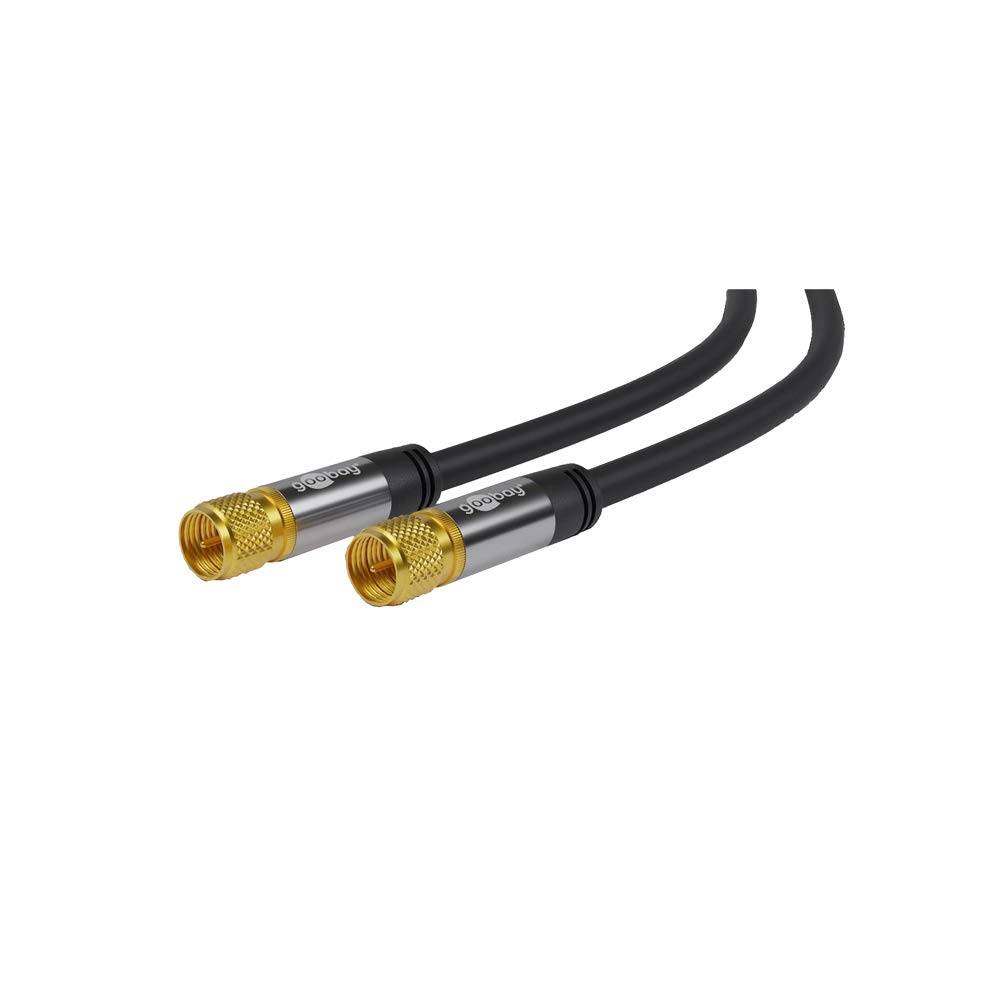 Goobay 70666 Antennenkabel F Stecker SAT 135 dB Koaxialkabel Satellitenkabel 4fach geschirmt Fernsehkabel Schwarz 3m-3
