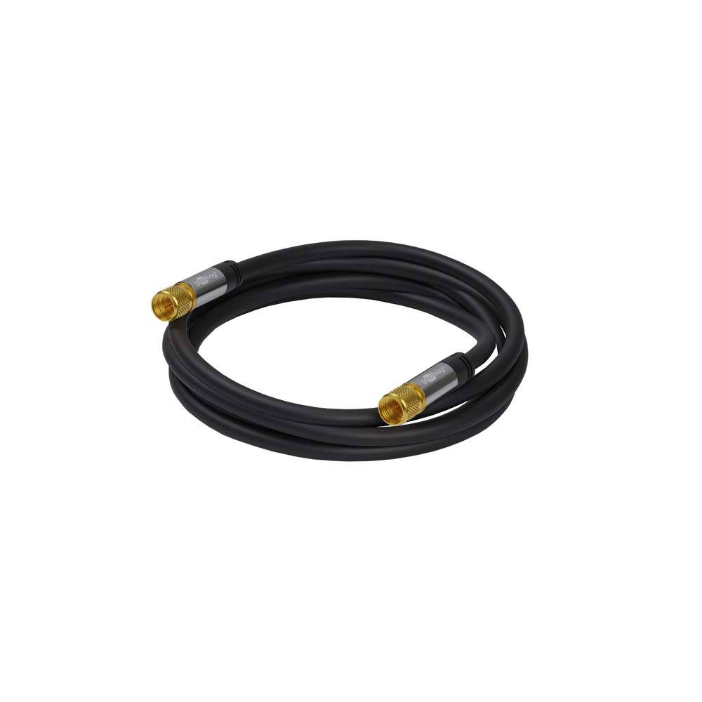 Goobay 70666 Antennenkabel F Stecker SAT 135 dB Koaxialkabel Satellitenkabel 4fach geschirmt Fernsehkabel Schwarz 3m-4