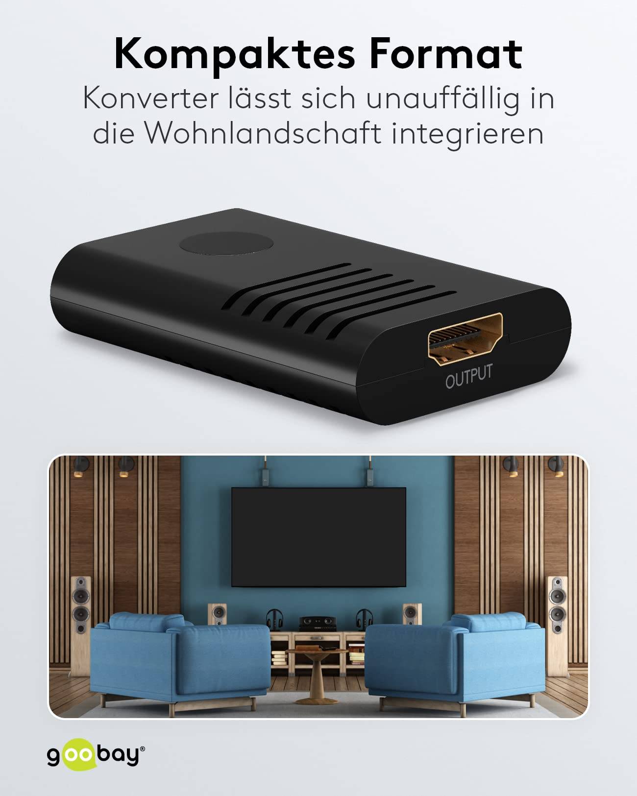 Goobay 58492 HDMI Verstärker zur Verlängerung 20m HDMI Kabel 4K @ 60Hz Verstärker HDMI Kupplung Extender Signal Repeater-2