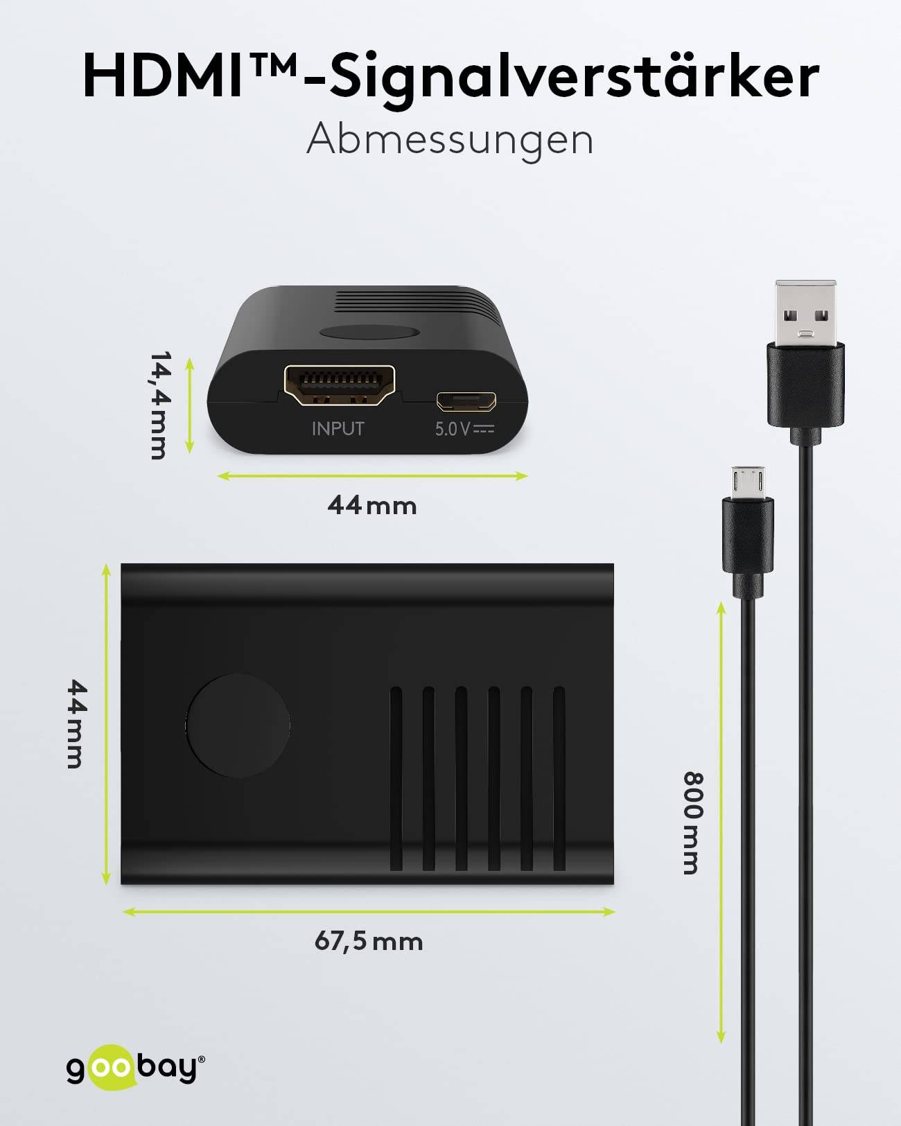 Goobay 58492 HDMI Verstärker zur Verlängerung 20m HDMI Kabel 4K @ 60Hz Verstärker HDMI Kupplung Extender Signal Repeater-3