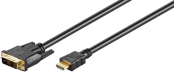 Goobay 51582 DVI-D auf HDMI Kabel / Monitorkabel Full HD 1080p / HDMI Adapterkabel Bildschirmkabel / Schwarz / 5 Meter