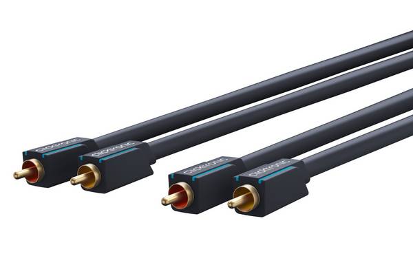 Clicktronic 70383 Cinch Kabel Stereo Audiokabel doppelt geschirmt vergoldete Cinch Stecker Audiokabel Grau 10m