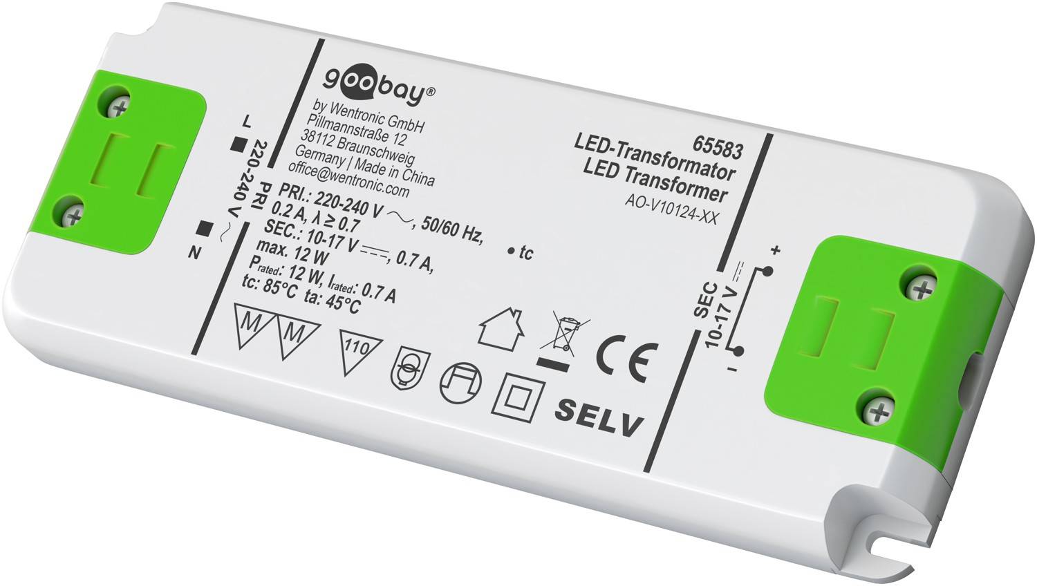 Goobay 65583 LED Trafo Konstantstrom 700 mA 12W Gesamtlast / LED Treiber 17V Beleuchtung / LED Driver / Transformator-0