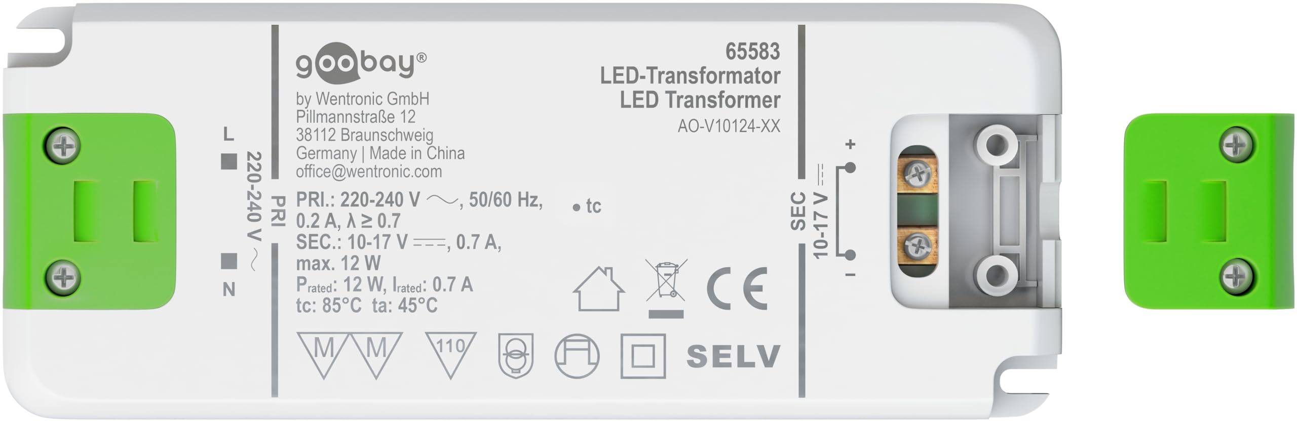 Goobay 65583 LED Trafo Konstantstrom 700 mA 12W Gesamtlast / LED Treiber 17V Beleuchtung / LED Driver / Transformator-3