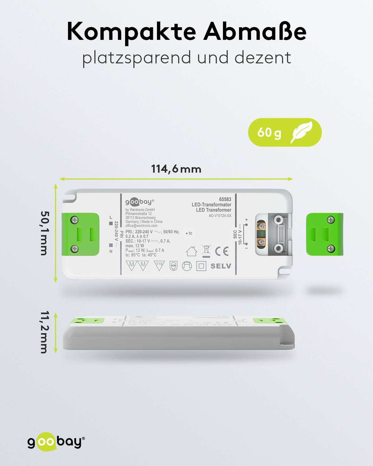 Goobay 65583 LED Trafo Konstantstrom 700 mA 12W Gesamtlast / LED Treiber 17V Beleuchtung / LED Driver / Transformator-4