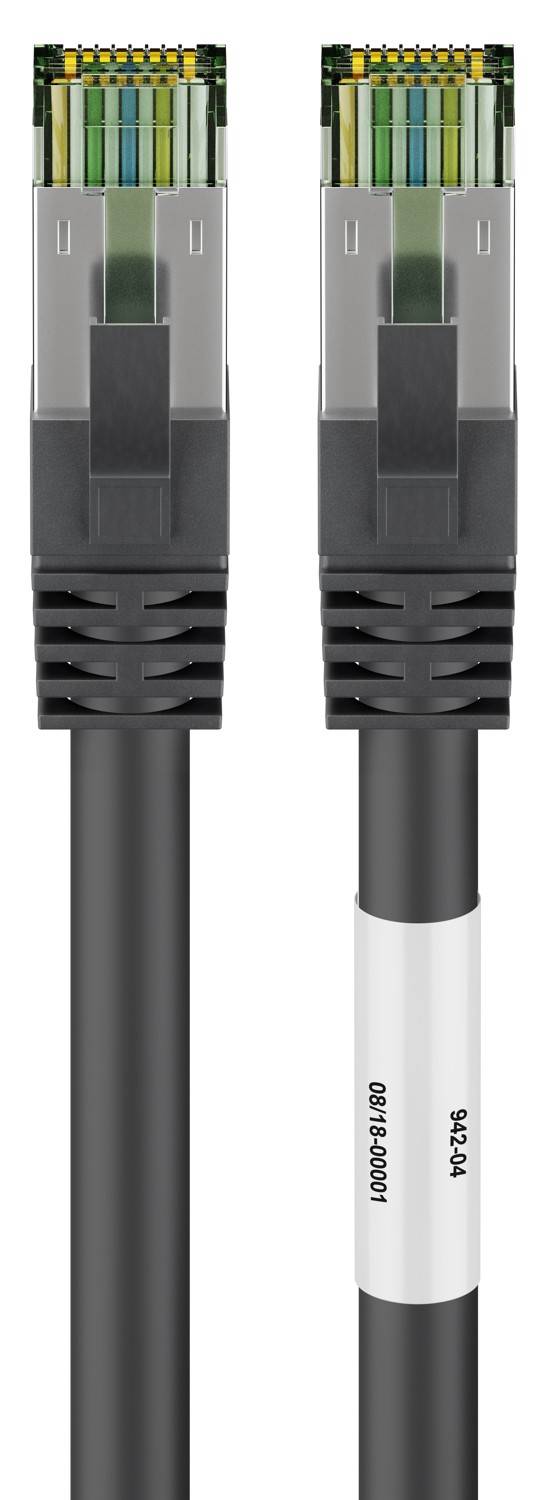 Goobay 66723 CAT 8.1 Patchkabel RJ45 Stecker für 8K Gaming OFC-Leiter 2.000 MHz Netzwerkkabel S/FTP LAN, Schwarz 3.00 m-0