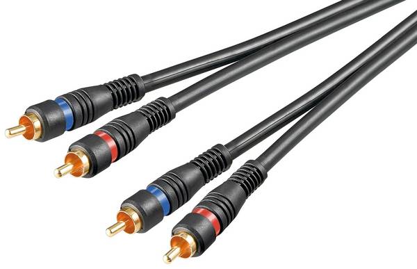 Goobay 50434 Stereo Cinchkabel / 2x Cinch-Stecker auf 2x Cinchstecker / RCA Kabel Subwoofer HiFi Cinch Schwarz / 10m