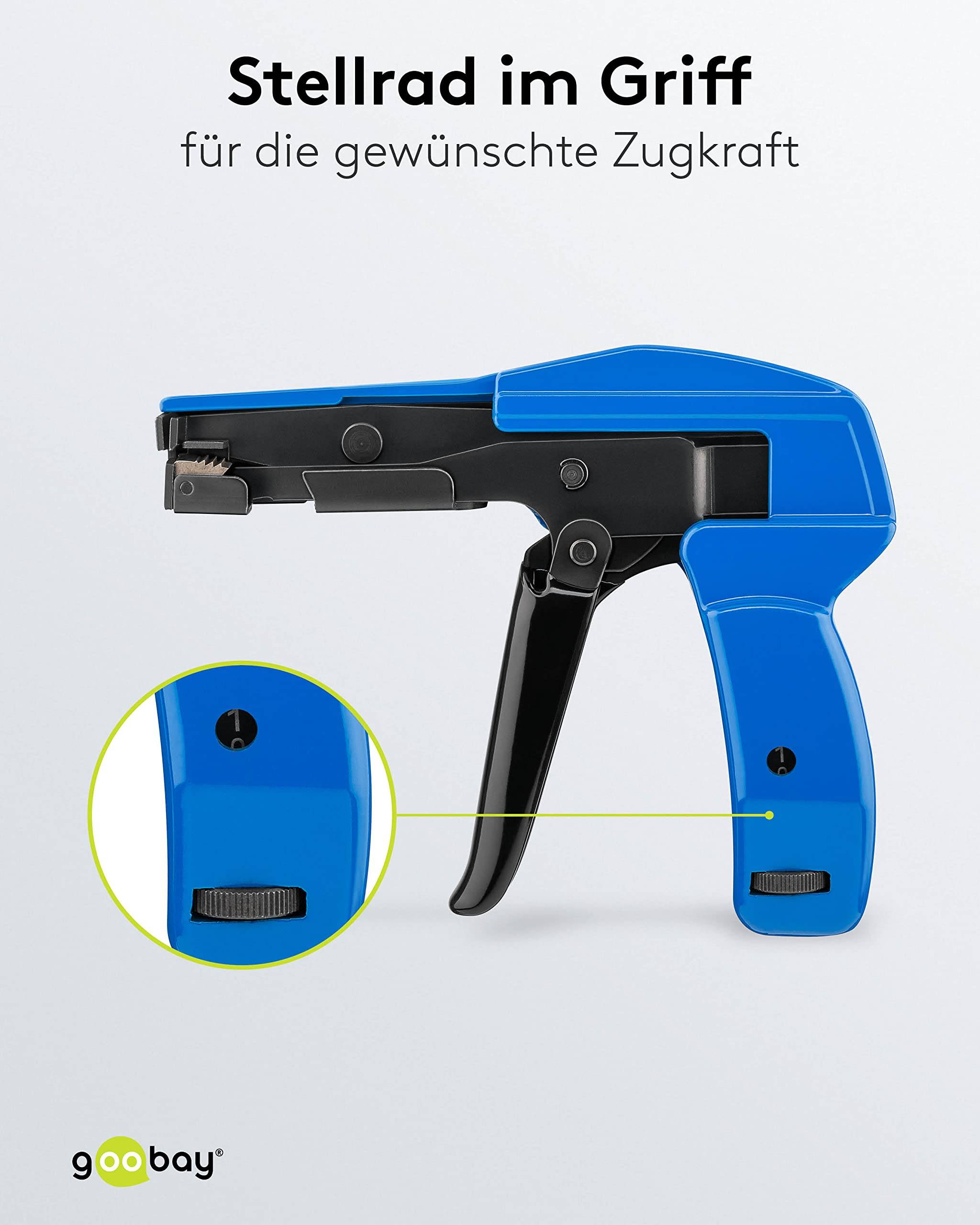 Goobay 77116 Kabelbinder Zange 2,2-4,8 mm Kabelbinder Spannwerkzeug zum Schneiden Kabelbinderpistole Kabelbinderzange-3