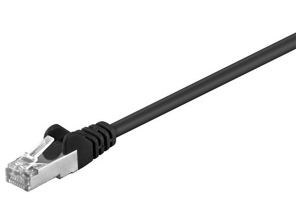 Goobay 68658 CAT 5e Netzwerkkabel RJ45 Stecker 100 MHz CCA Leiter Ethernet LAN Kabel F/UTP Internetkabel Schwarz 2m