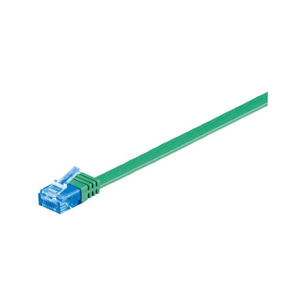 Goobay 96297 CAT 6A Flachkabel Netzwerkkabel RJ45 Stecker 500 MHz Kupfer Patchkabel Ethernet LAN Kabel U/UTP Grün 0,5m-4