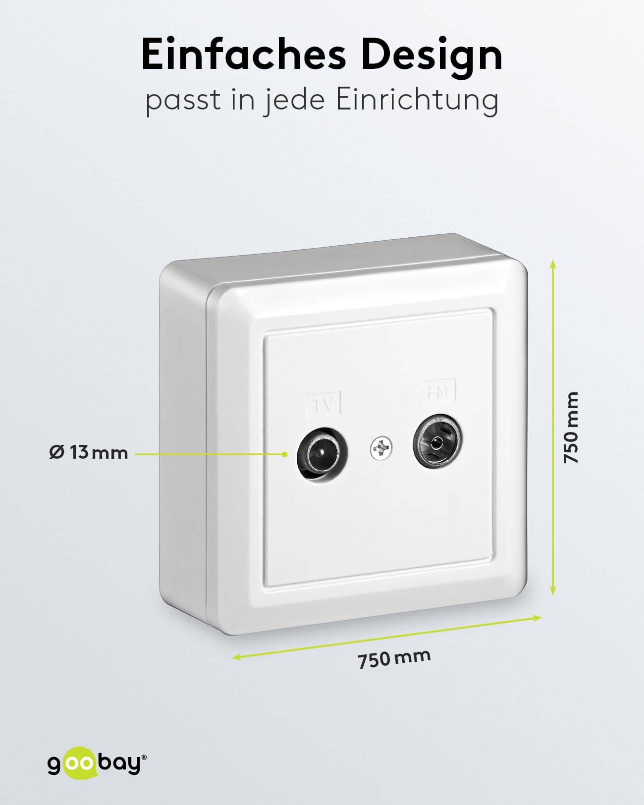Goobay 68851 SAT Antennensteckdose 2 Loch Antennenkabel / Stich End Aufputzsteckdose / Multimediadose ohne DC Durchgang-2