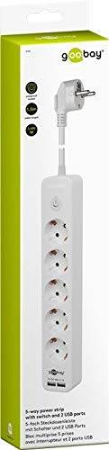 Goobay 41265 Steckdosenleiste mit USB-A Buchse & Schalter / 5-fach Steckdose / Mehrfachsteckdose / 1,5 m Kabel / Weiß-1