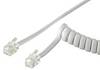 Goobay 50246 Telefonkabel RJ10 Stecker Telefonhörerkabel Spiralkabel Telefonstecker Telefonhörer Telefon Kabel Weiß 2m