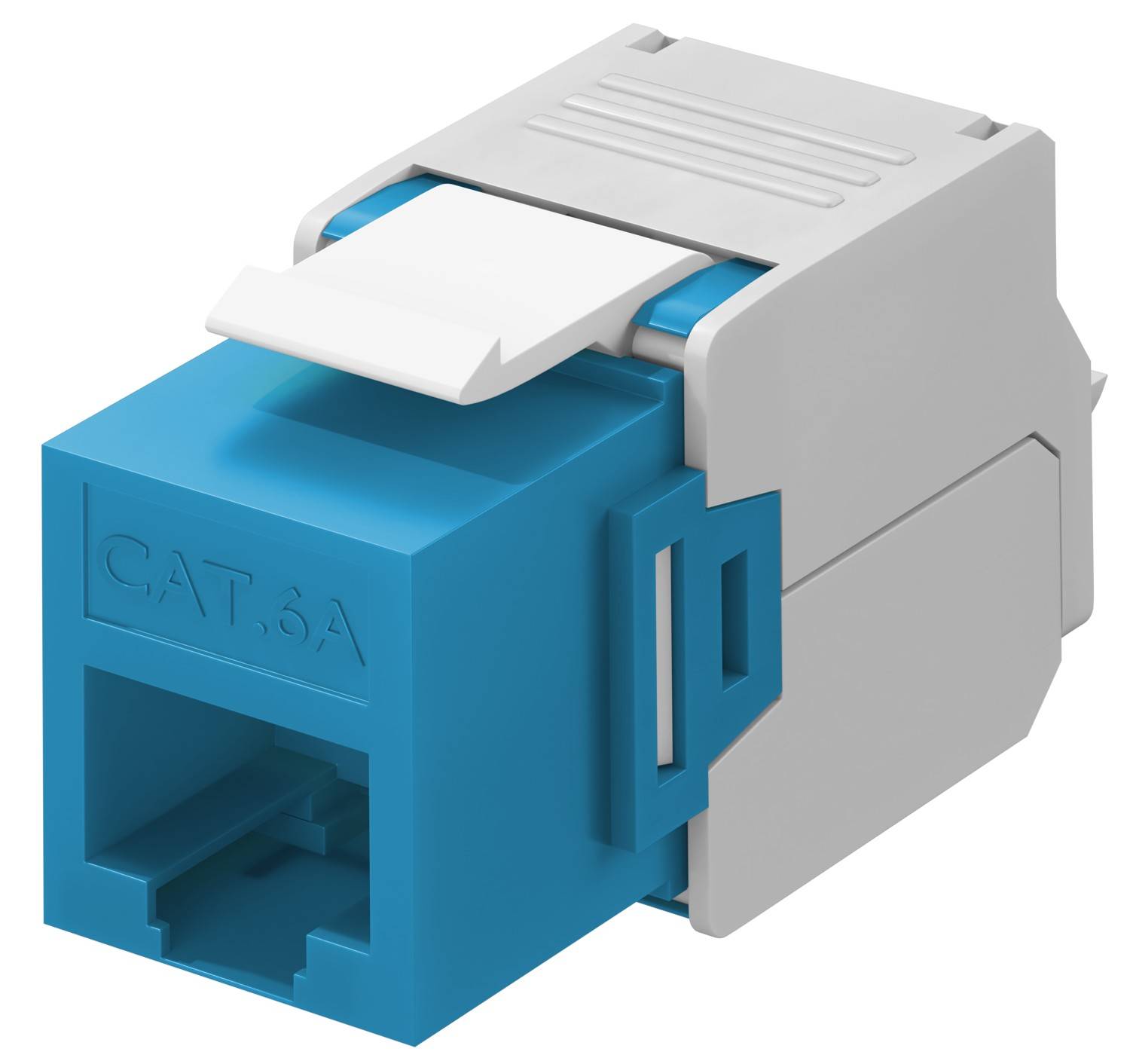 Goobay 90688 Keystone Modul RJ45 Buchse / CAT 6A Netzwerkstecker 500 MHz / UTP Ethernet Buchse 8P8C / LSA Montage / Blau-0
