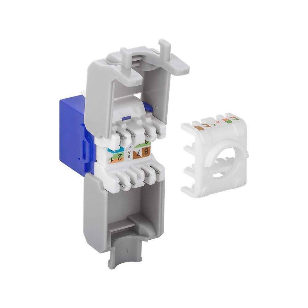 Goobay 90688 Keystone Modul RJ45 Buchse / CAT 6A Netzwerkstecker 500 MHz / UTP Ethernet Buchse 8P8C / LSA Montage / Blau-3