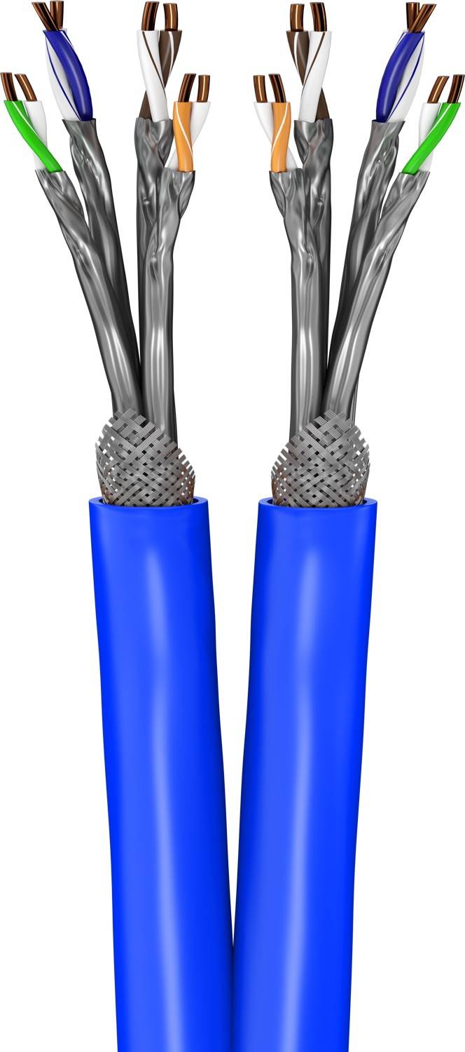 Goobay CAT 7A+ Duplex Netzwerkkabel S/FTP PiMF / Kupfer / 1200 MHz LAN Ethernet Kabel halogenfrei / Blau / 100m-2