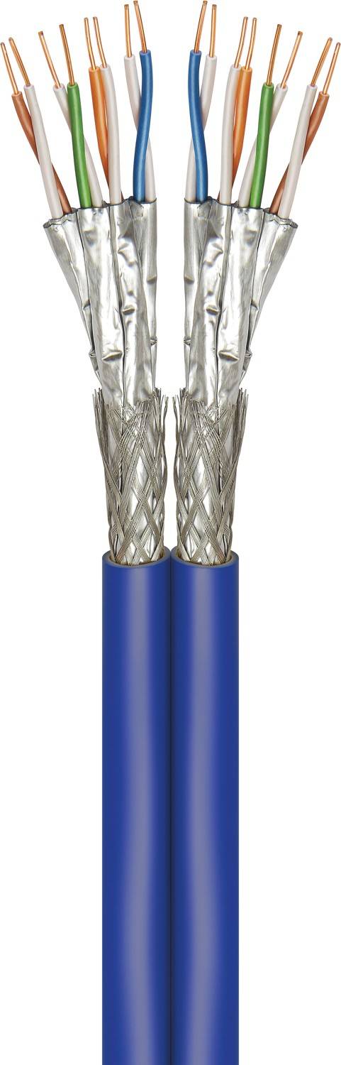 Goobay CAT 7A+ Duplex Netzwerkkabel S/FTP PiMF / Kupfer / 1200 MHz LAN Ethernet Kabel halogenfrei / Blau / 100m-3