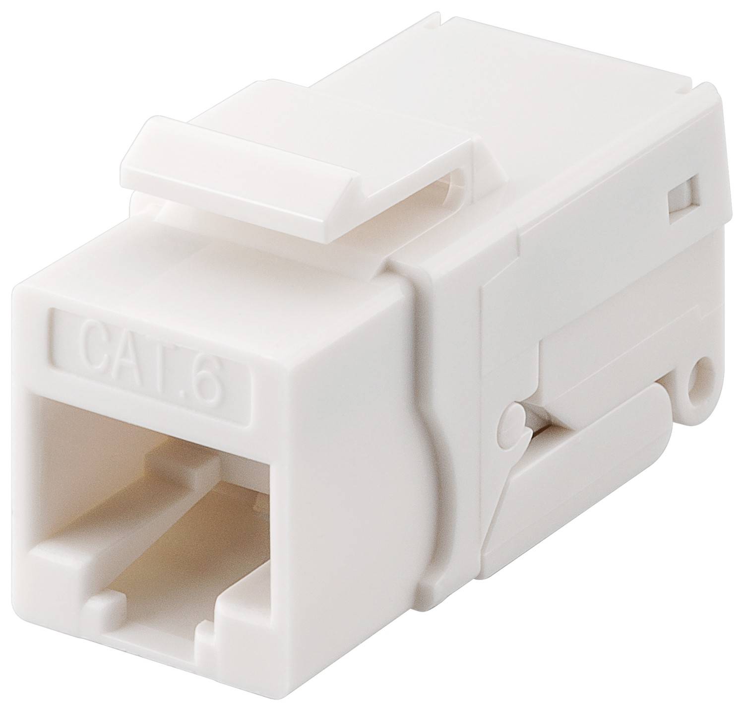 Goobay 95742 Keystone Modul RJ45 Buchse / CAT 6 Netzwerkstecker 250 MHz / Snap-In-System / UTP Buchse 8P8C / LSA / Weiß-0